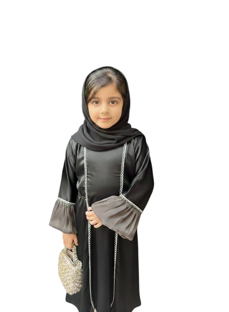 KIDS Girls' Black Abaya emirati style